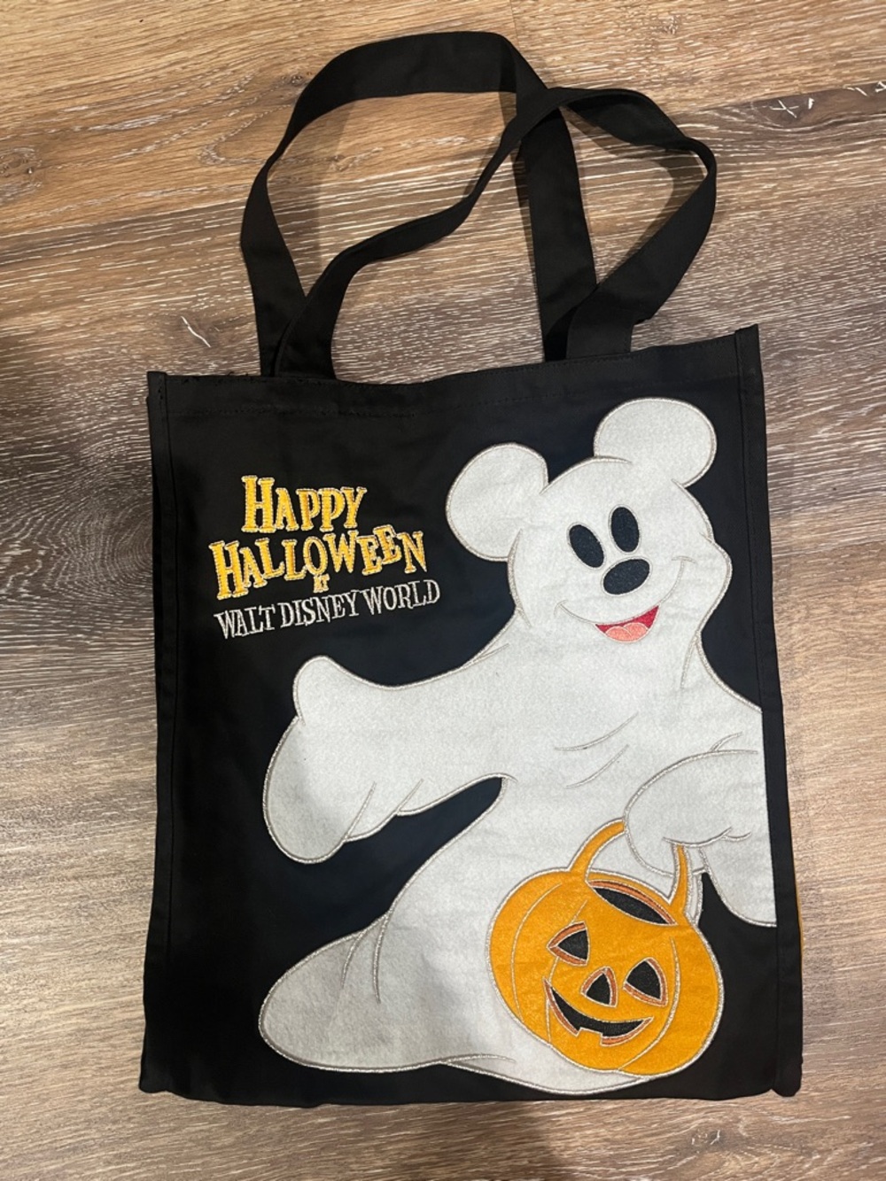 Disney Black Tote Bag with White Ghost and Orange Jack-O'-Lantern